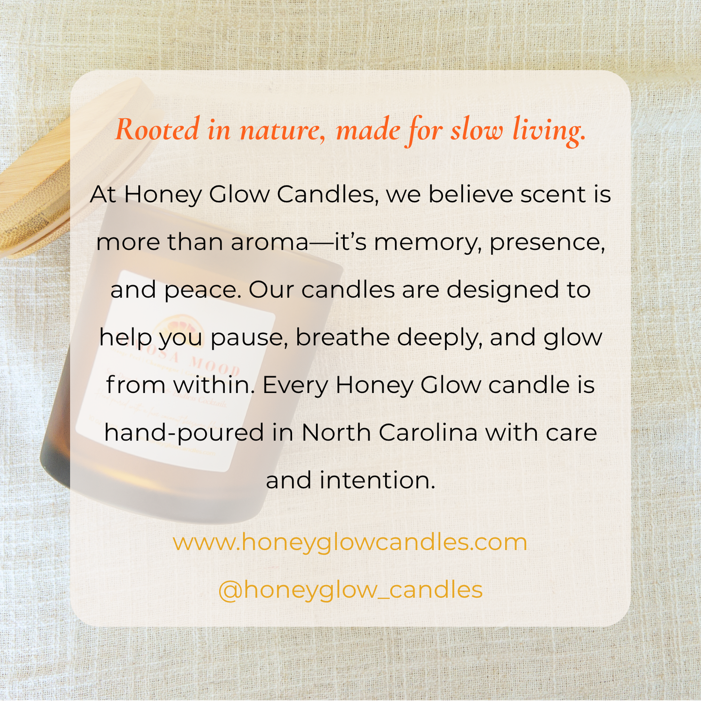 Woman-owned small candle business rooted in intentional living and natural ingredients