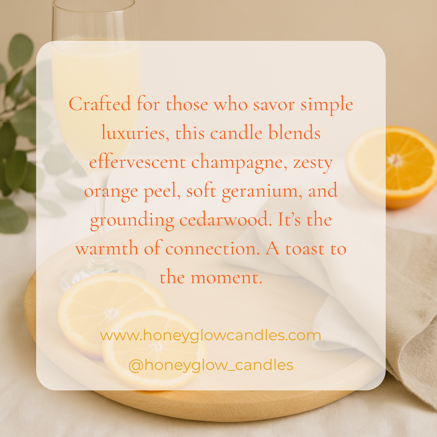 Mimosa Mood Coconut Beeswax Candle- Orange Peel, Champagne, Geranium, Cedar