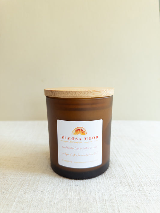 Mimosa Mood Coconut Beeswax Candle- Orange Peel, Champagne, Geranium, Cedar